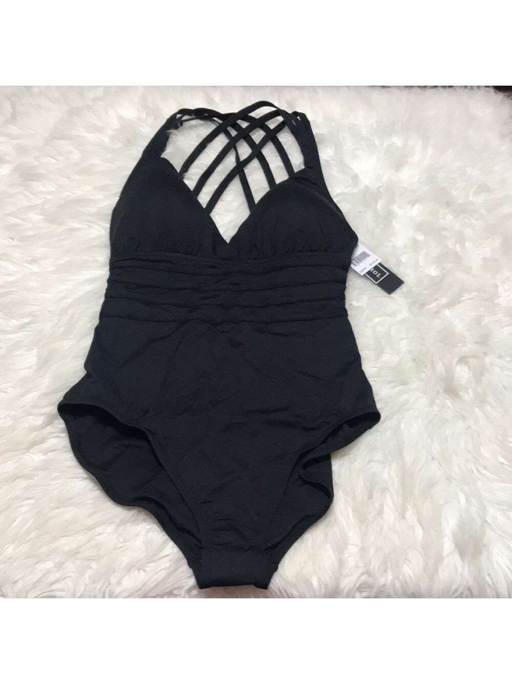 La Blanca Black deep V - One-Piece Swimsuit - NEW